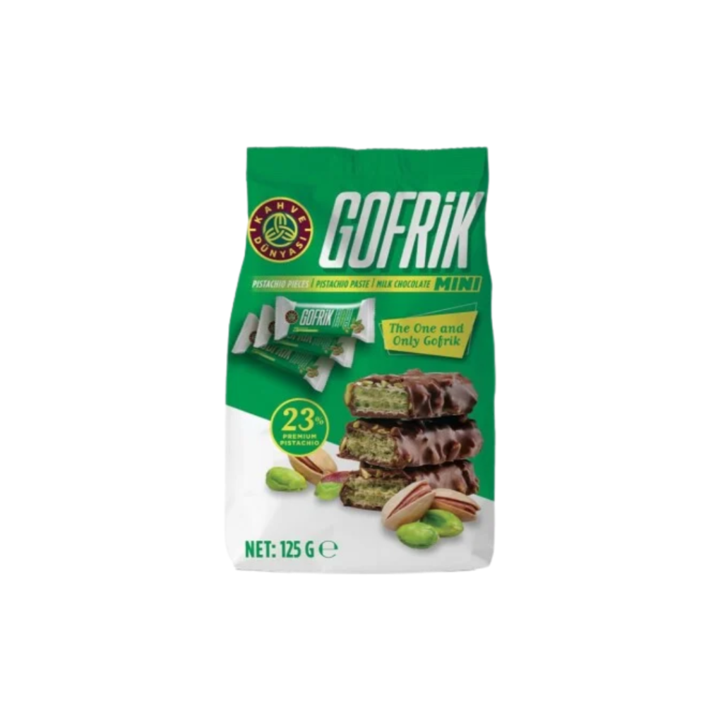 Gofrik Mini Wafer Covered in Milk Chocolate with Pistachio Cream & Pistachio Pieces 10*12.5g